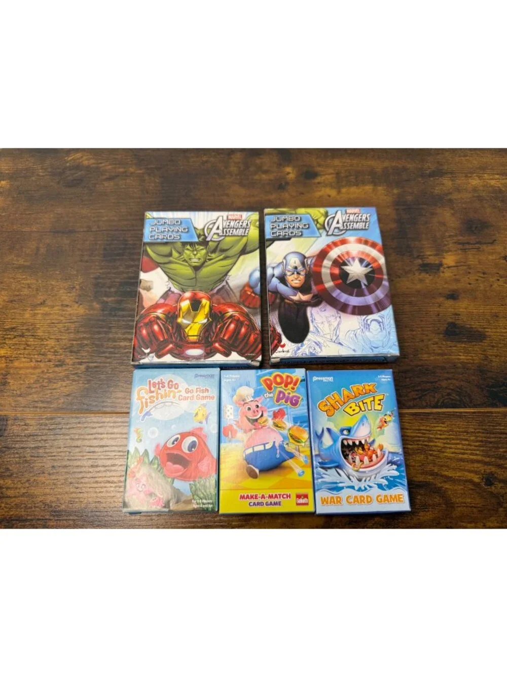 Card Game Set Avengers Jumbo Playing Cards Lets Go Fishin Pop The Pig Shark Bite
